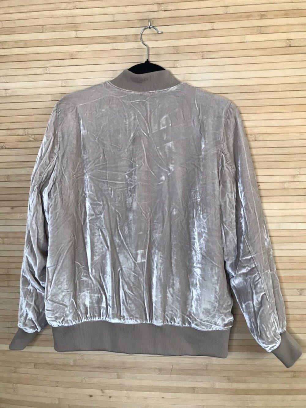 Madewell Velvet Bomber Jacket Womens Size S Style H1775 Beige Silk Blend - Picture 3 of 6